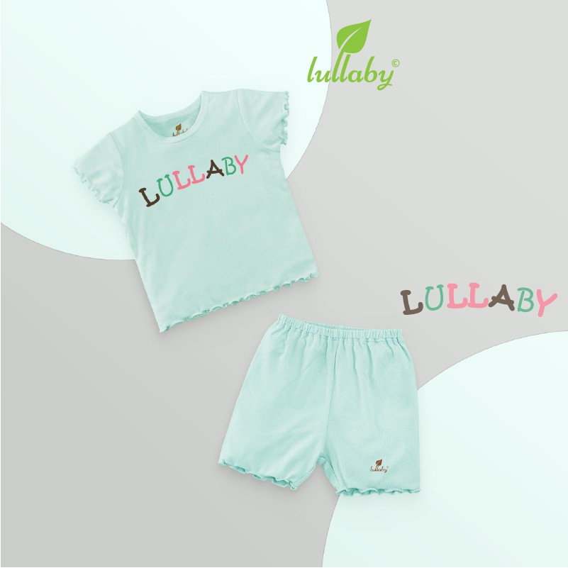 Lullaby Bộ quần áo bé gái cộc tay bèo cài vai NH652P BST Xuân hè