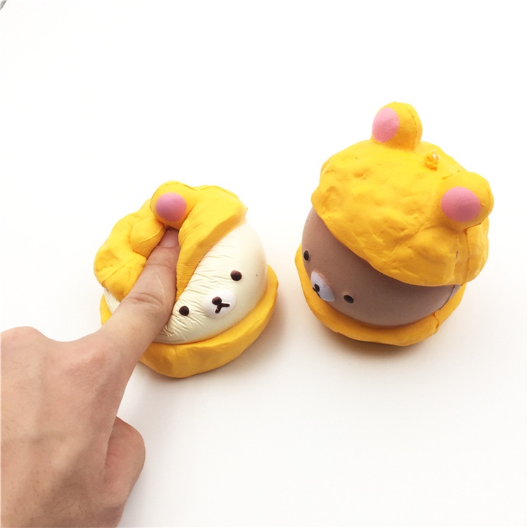 Squishy Lớn JUMBO Gấu Nâu kẹp trong bánh xúc xích Đồ Chơi Xốp Giảm Stress Hình mềm mịn dễ Thương đàn hồi Cho Bé