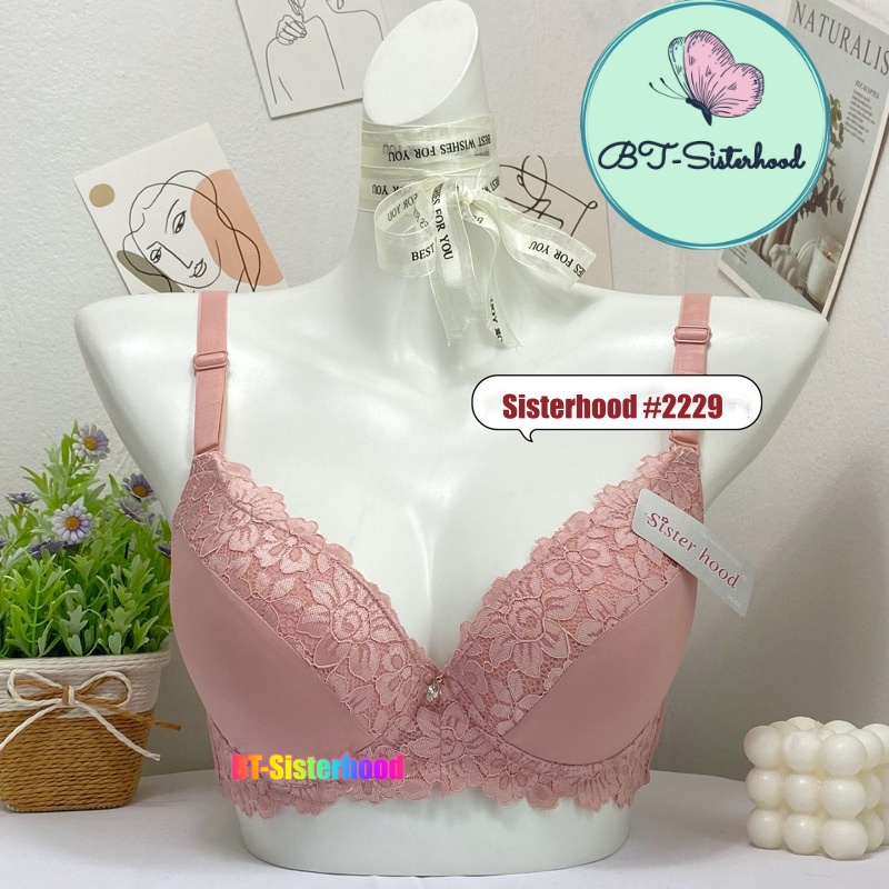 Áo lót nữ Thái Lan SisterHood 2229, chất ren mịn ,có gọng, có mút nhẹ tầm 1.5cm vừa đủ nâng, LAVENUSA, VANVENE