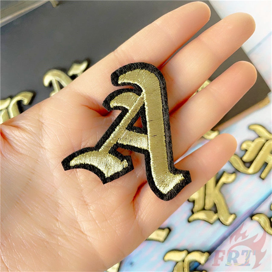 ☸ Sticker Ủi Thêu Chữ Cái Tiếng Anh Màu Vàng ☸ 1 Miếng Dán Ủi Quần Áo Hình Huy Hiệu