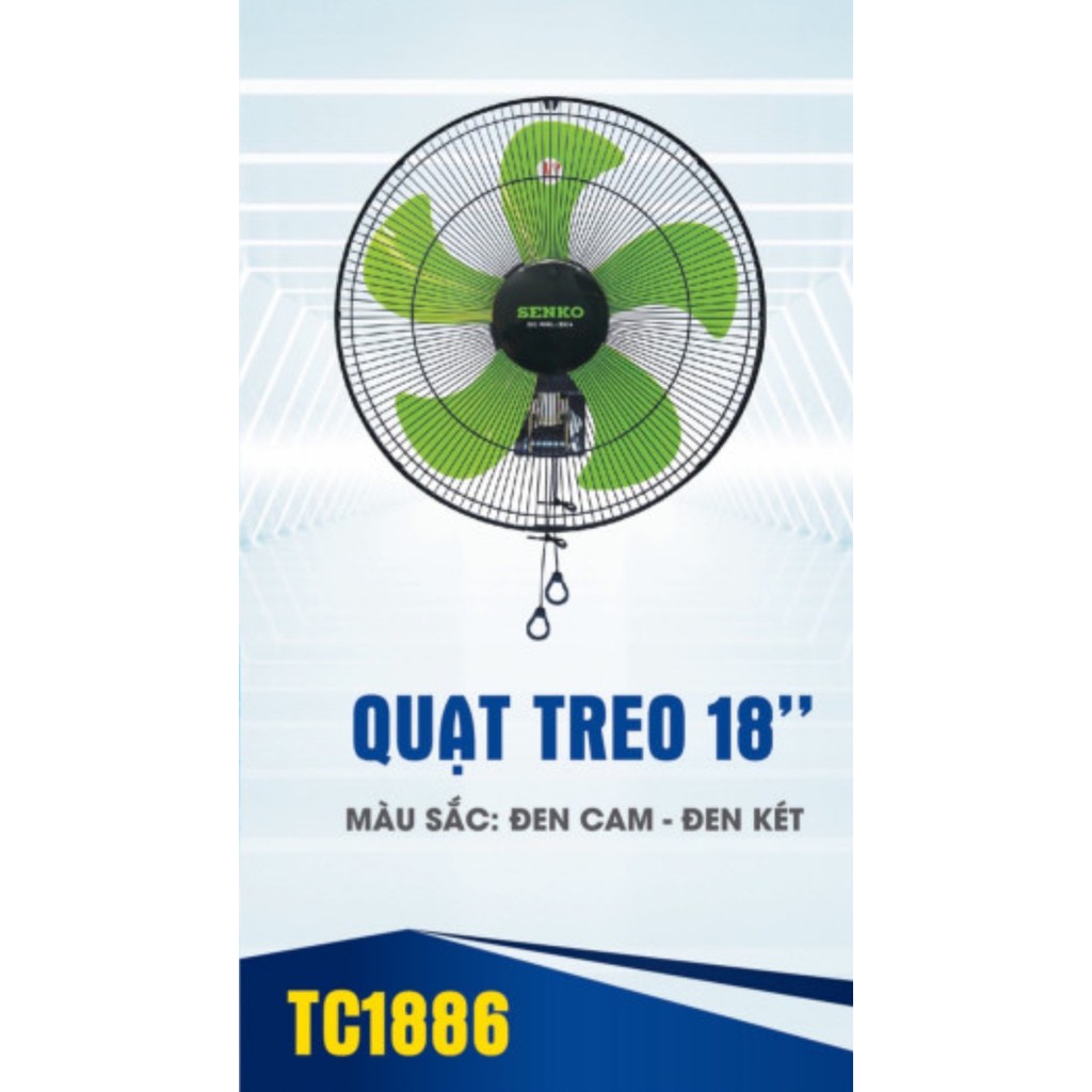 [Freeship 70K] Quạt treo tường công nghiệp Senko động cơ 65W TC1886 T1882