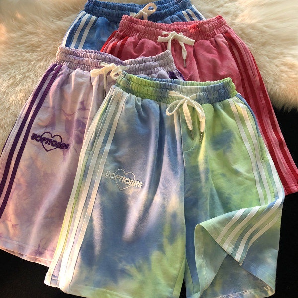 Design sense tie-dye couple sports pants for men and women 2021 summer new loose and versatile casual five-point pants shorts