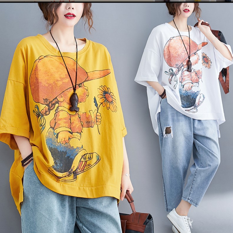 A164 Áo phông big size freesize kiểu dáng rộng form thoải mái mẫu hè mới