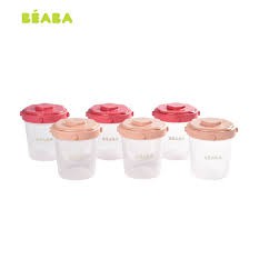 Bộ 6 Hộp Chia Thức Ăn 200ml Béaba Hồng Gold/ Xanh