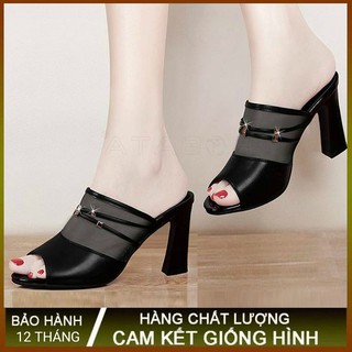 Giày cao gót nữ đẹp đế vuông 8p hàng hiệu rosata hai màu đen trắng ro116