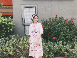 Vải gấm áo dài hoa hồng