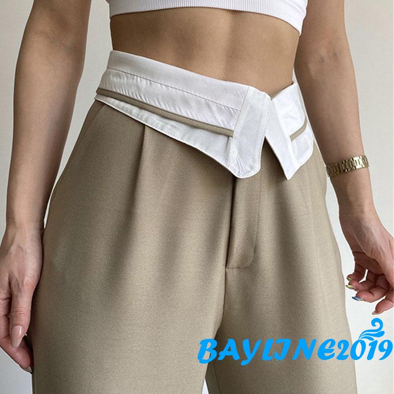 Quần Dài Lưng Cao Ống Đứng Khóa Kéo Thời Trang Cho Nữ