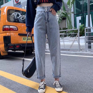 Quần baggy jeans xanh xám cut out sau lưng