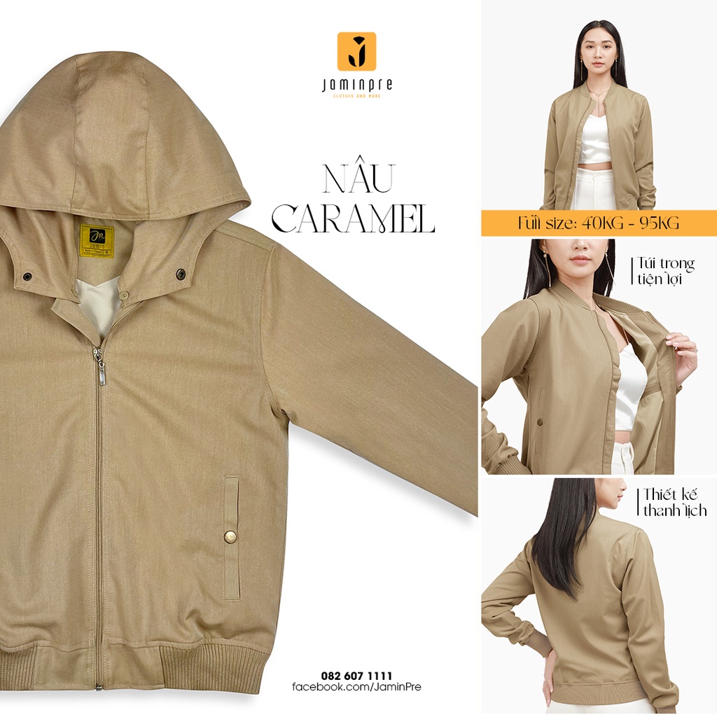 Jamin Premium - Áo Khoác Cao Cấp Có nón, áo khoác cặp, chất kaki thun không xổ lông 2 Lớp,chống nắng, chống tia UV JBC17