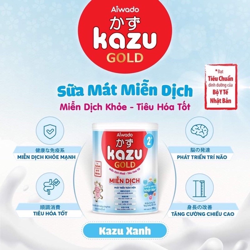 Tặng đồ chơi cá sấu - combo 4 lon sữa bột Kazu miễn dịch 2+ 810g (date 6/2023)
