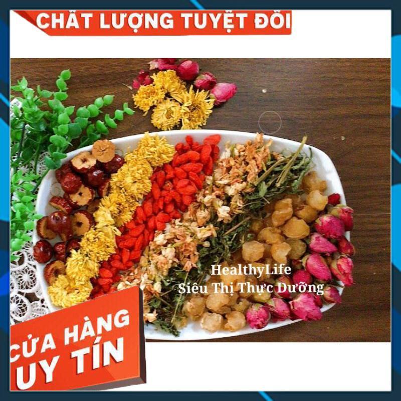 Trà dưỡng nhan 7 vị (gồm táo đỏ -kỳ tử -long nhãn - hoa cúc - hoa hồng - cỏ ngọt - hoa nhài)