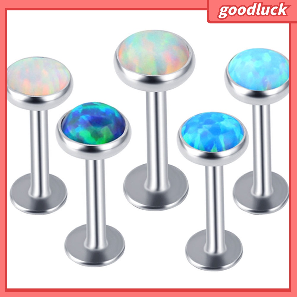 1Pc Đàn ông Phụ nữ Faux Opal Labret Lip Ring Ear Stud Earring Body Xuyên Đồ trang sức