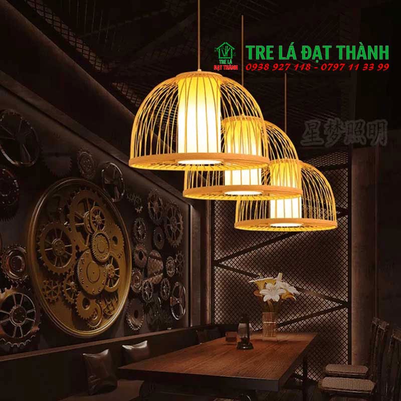 Chùm đèn tre trang trí,chao đèn đan tre thủ công trang trí quán caffe quán ăn nhà hàng