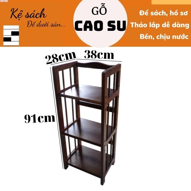 Kệ sách 3 tầng rộng 38cm bằng gỗ (Nâu)