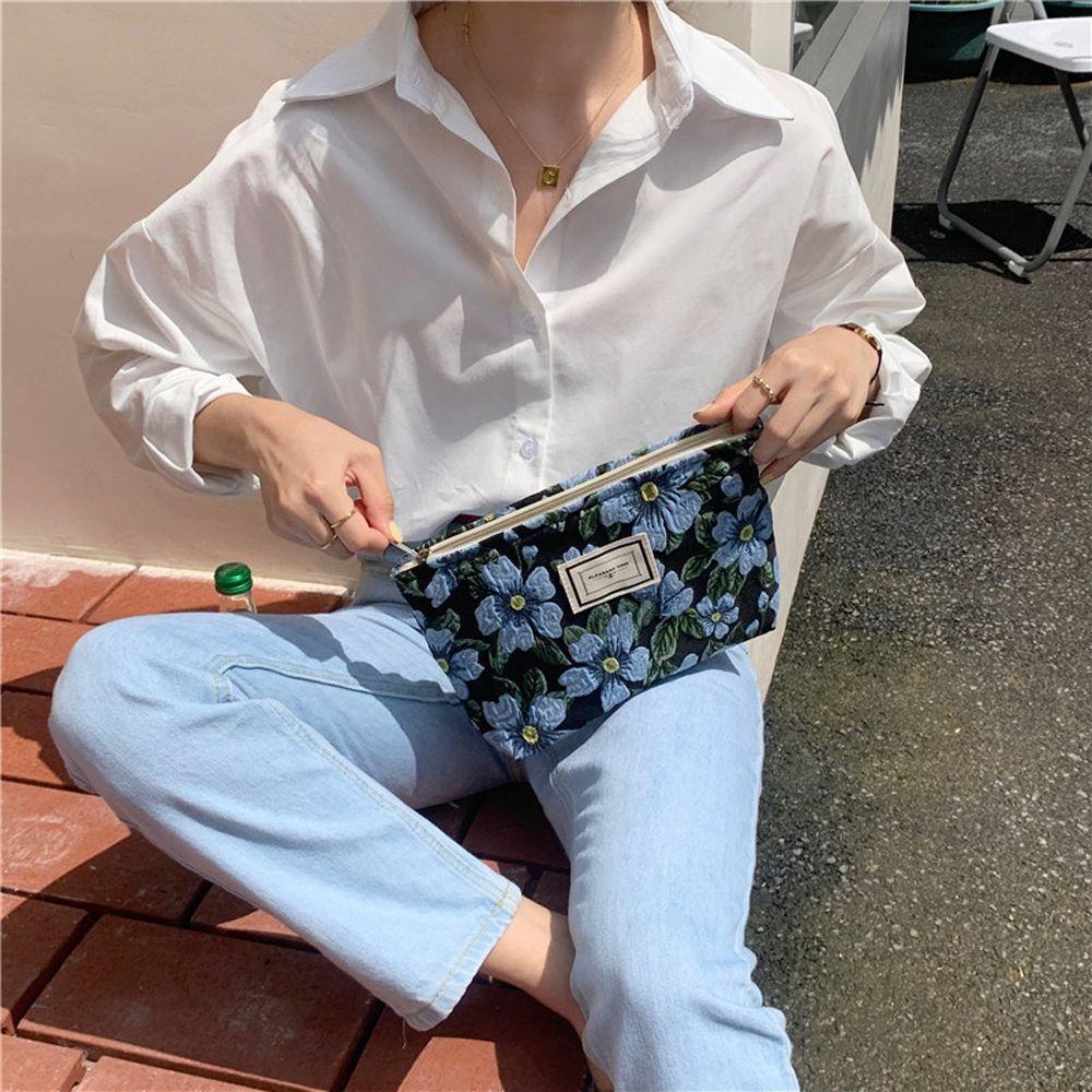 Túi Đựng Mỹ Phẩm / Đồ Trang Điểm Bằng Vải Bạt Jacquard Sức Chứa Lớn Họa Tiết Da Báo Cho Nữ