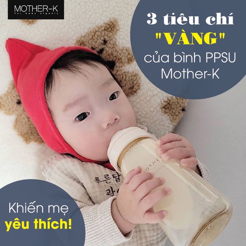 Bình sữa Mother K Basic  chính hãng size 200ml -300ml tùy chọn size núm