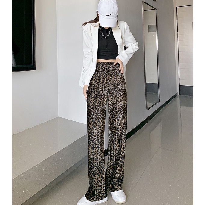 Porozi  Quần dài  lưng cao dáng rộng vải mỏng phối màu nhuộm độc đáo với 4 màu tuỳ chọn kiểu Hàn Quốc