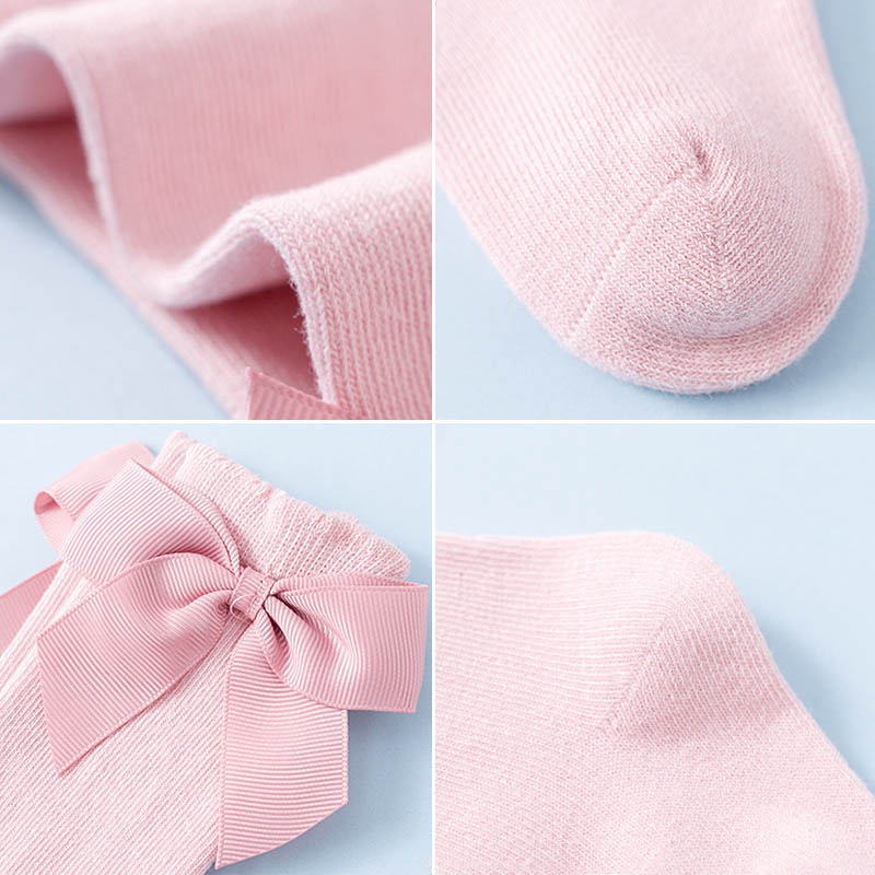 Đôi vớ cotton cổ cao tới đầu gối đính nơ thời trang thu đông xinh xắn dành cho trẻ em