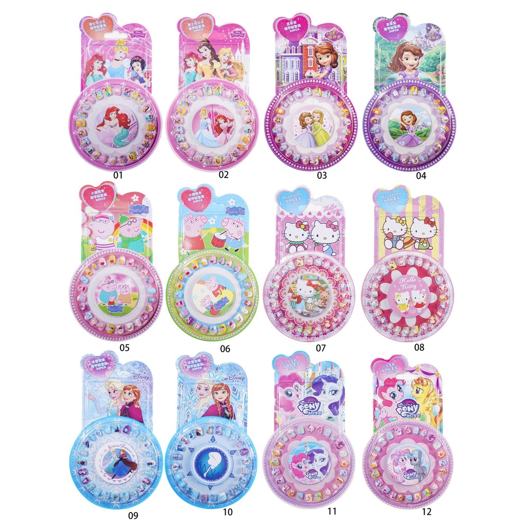 HOẠT HÌNH DISNEY PNT47 - MÓNG DÁN CAO CẤP CHO BÉ - VĨ 24 MÓNG NHIỀU KÍCH THƯỚC