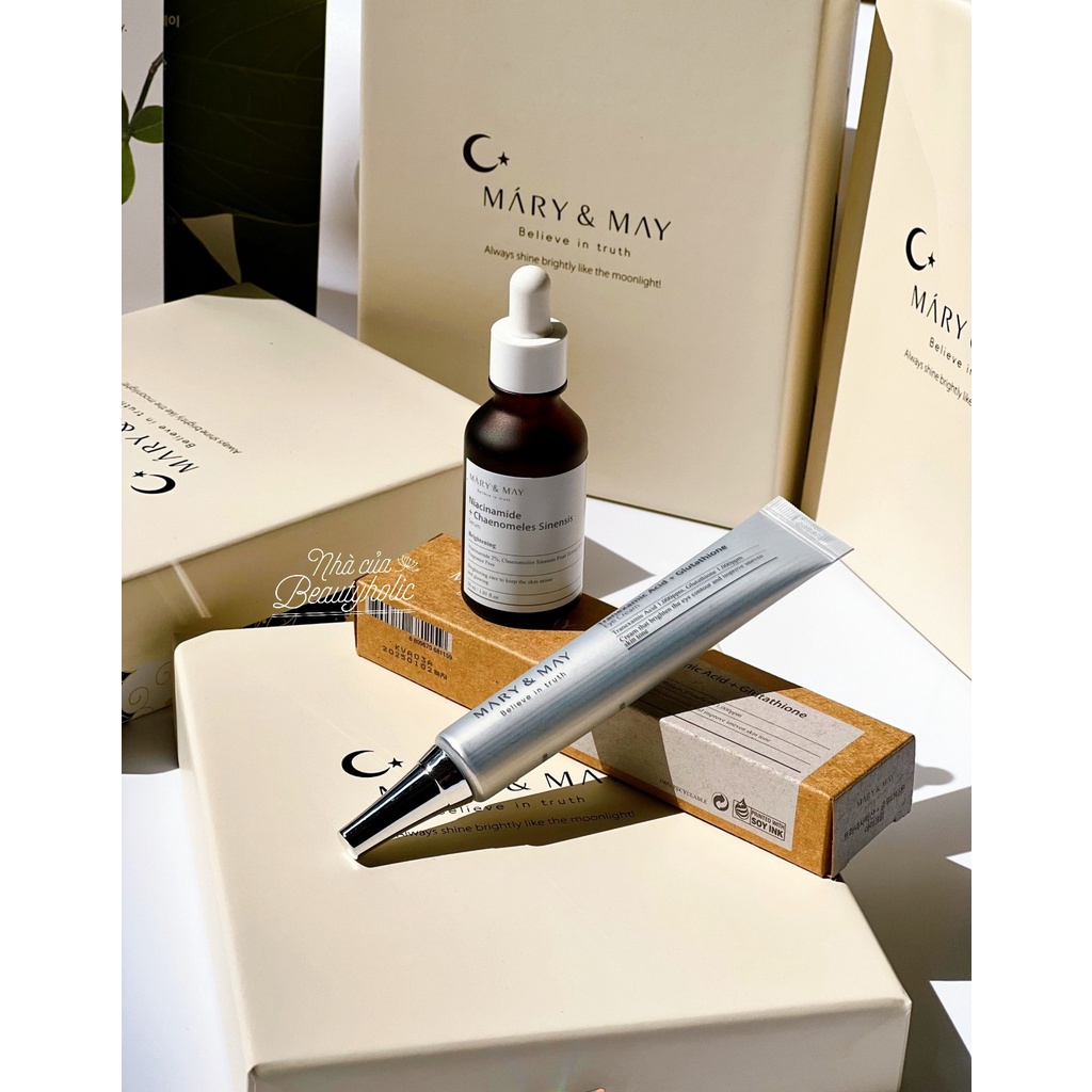 Set serum và kem mắt dưỡng trắng MARY & MAY BE BRIGHTER GIFT SET