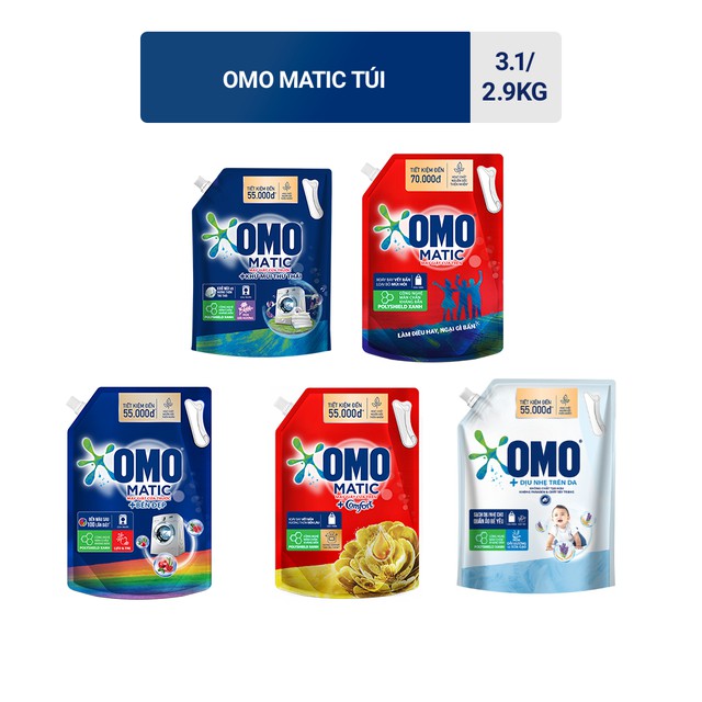 Nước giặt Omo cửa trên 3.1kg/ hương comfort nồng nàn vàng 2.9kg