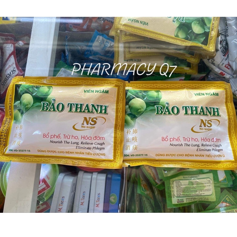 1 Vỉ Viên ngậm Bảo Thanh màu vàng Không đường / Bao Thanh Khong duong keo ngam