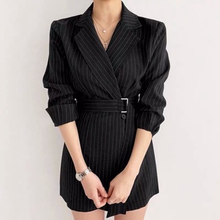Đầm cổ vest thanh lịch có đai ngang eo - Đầm cổ vest sang chảnh