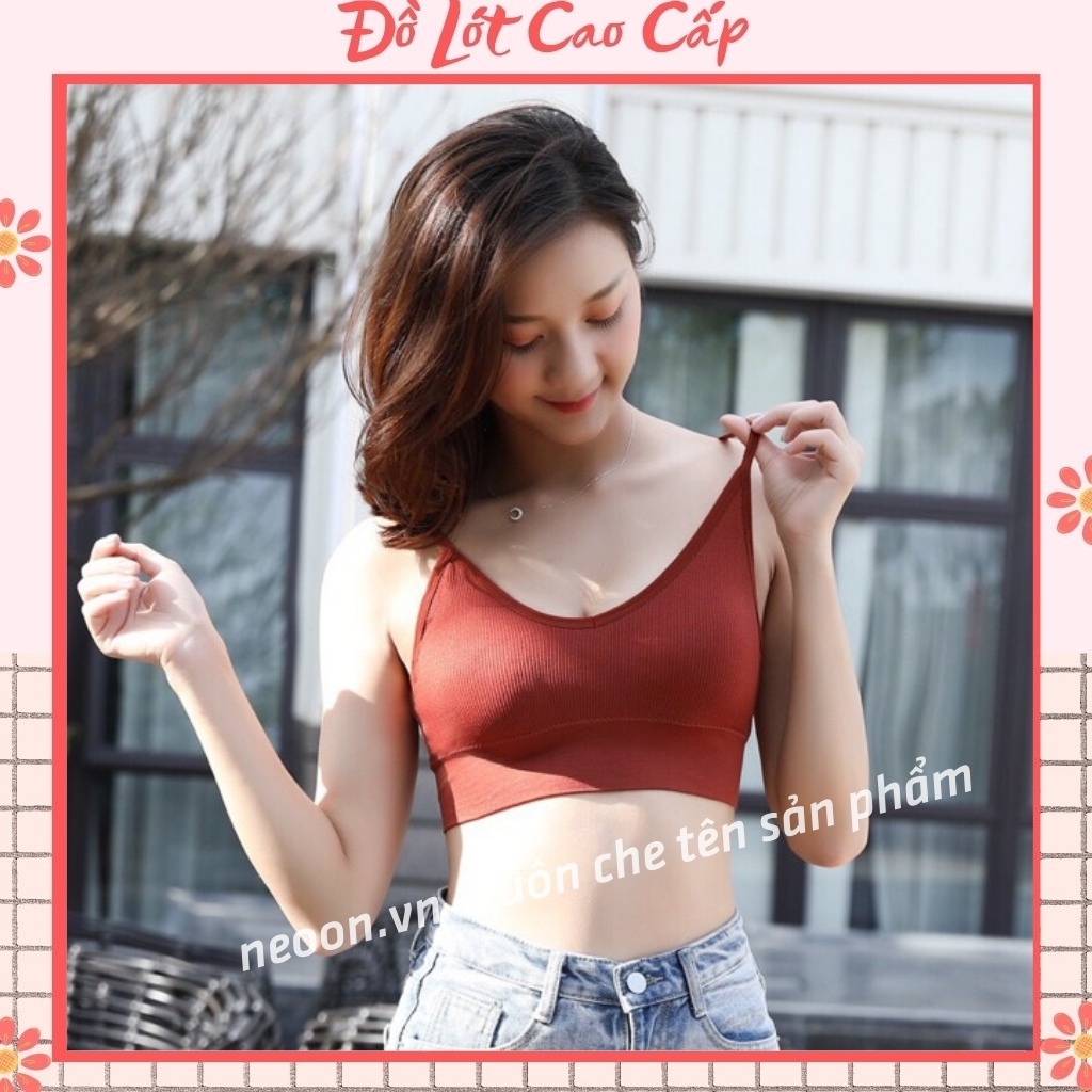 Áo Lót Nữ  FREESHIP 50K  Áo Bra Nữ Cotton Gân Tăm Hở Lưng Chữ U Hai Dây Thiết Kế Không Gọng Nâng Ngực Gợi Cảm Co Dãn
