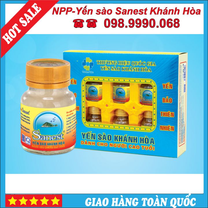 Nước Yến Sào Khánh Hòa Sanest 💥 SALE💥 Dành Cho Người Cao Tuổi 70ml, Hộp 6 Lọ - 095H6