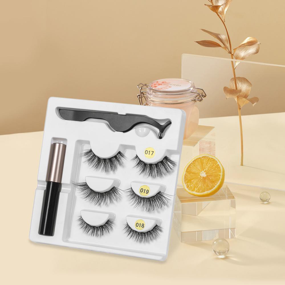 Set 3 Cặp Lông Mi Giả Từ Tính Và Kẻ Mắt Trang Điểm Tự Nhiên Cho Nữ
