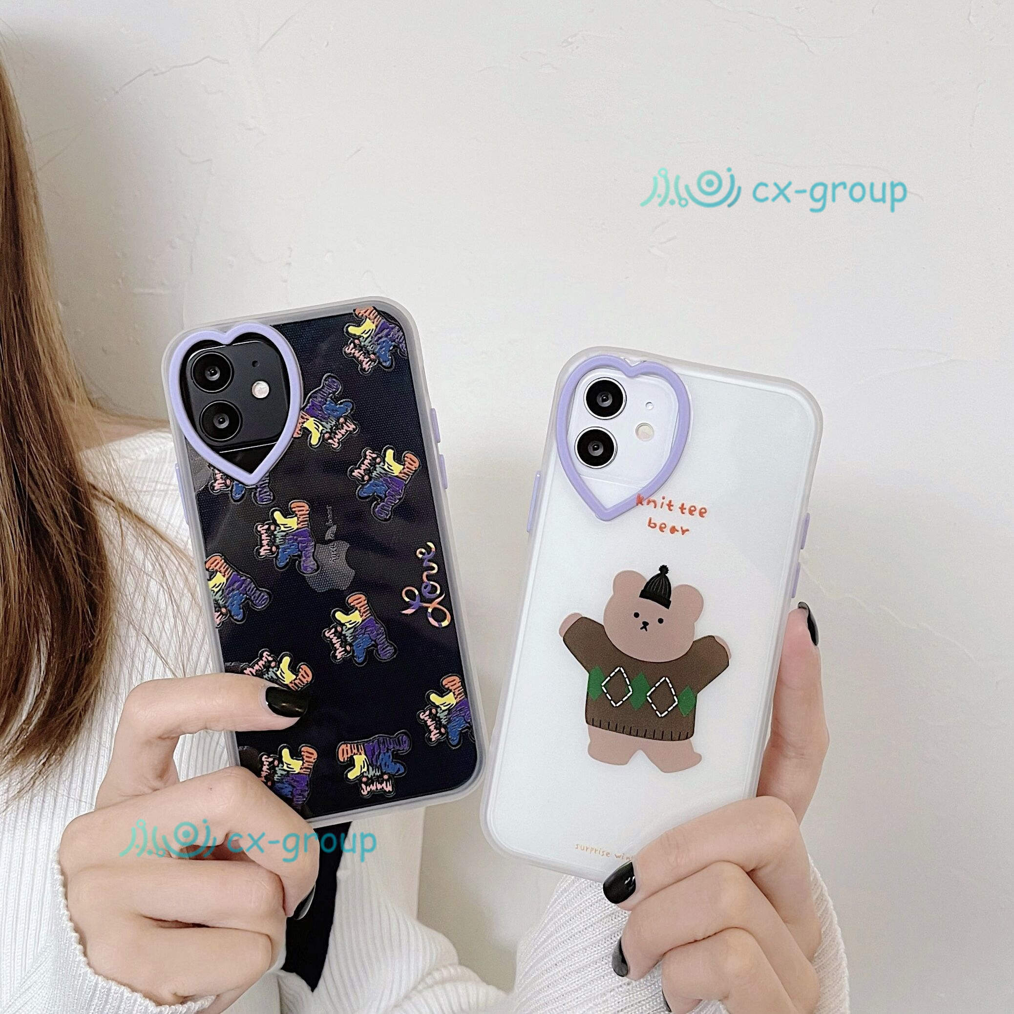 ốp iphone Cute Bear Heart-Shaped Lens Hole Case Apple iphone Case 7+ i7 8 plus soft casing iphone Casing 12 Pro max /12 mini premium soft case for iphone 11 Pro X XS MAX XR full silicone cover camera protector cover