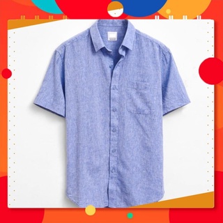 [Freeship] [CHÍNH HÃNG] Áo sơ mi nam tay ngắn 👘 áo sơ mi cao cấp nam phong cách basic vải Linen mà xanh | BASICHOUSE