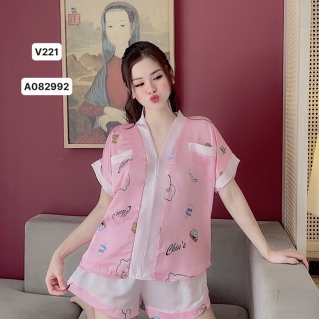 HOT HOT, đồ bộ cọc tay quần đùi, thời trang mới nhất, nhiều màu, in hình dễ thương, chất liệu Satin loại 1, freesize
