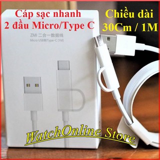 Cáp sạc nhanh 2 đầu USB Type-C / Micro USB Xiaomi - ZMI