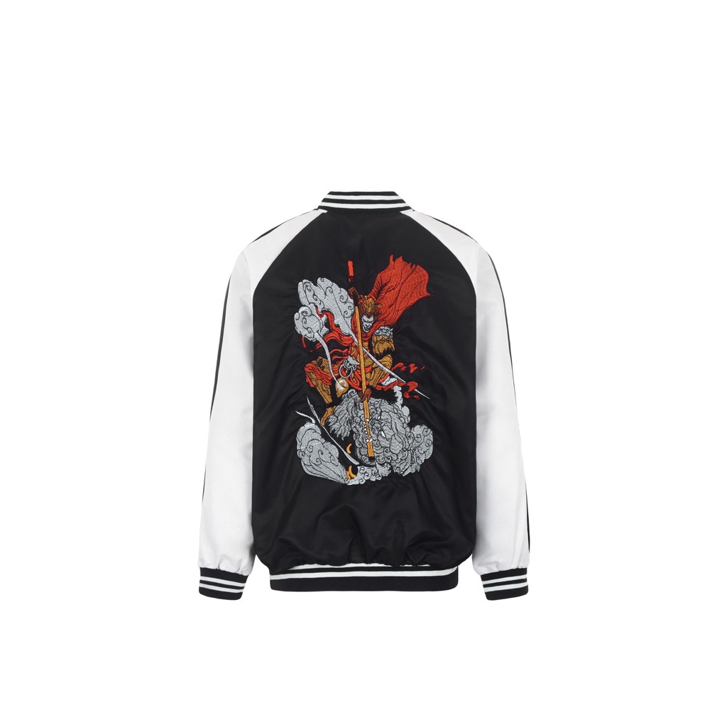 Áo Khoác Jacket Sun Wukong Sukajan Chất Liệu Parachute Fabric Vải Dù Màu Trắng Đen