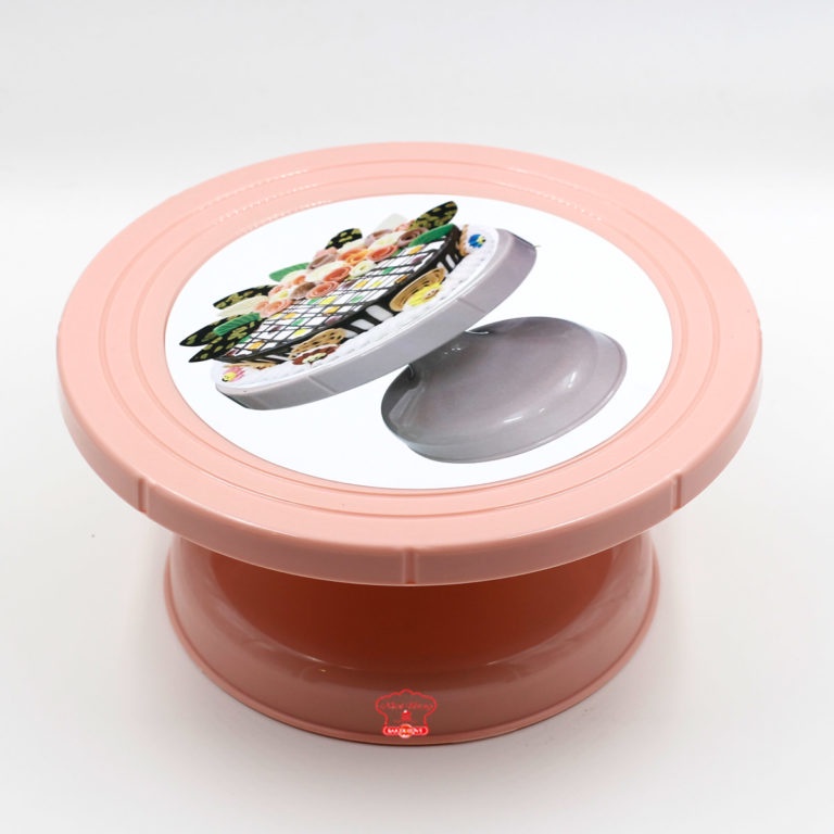 Bàn xoay nhựa lớn/ nhỏ màu hồng size 30cm, 25cm dùng làm bàn xoay để trang trí bánh kem, dễ vệ sinh sau khi sử dụng