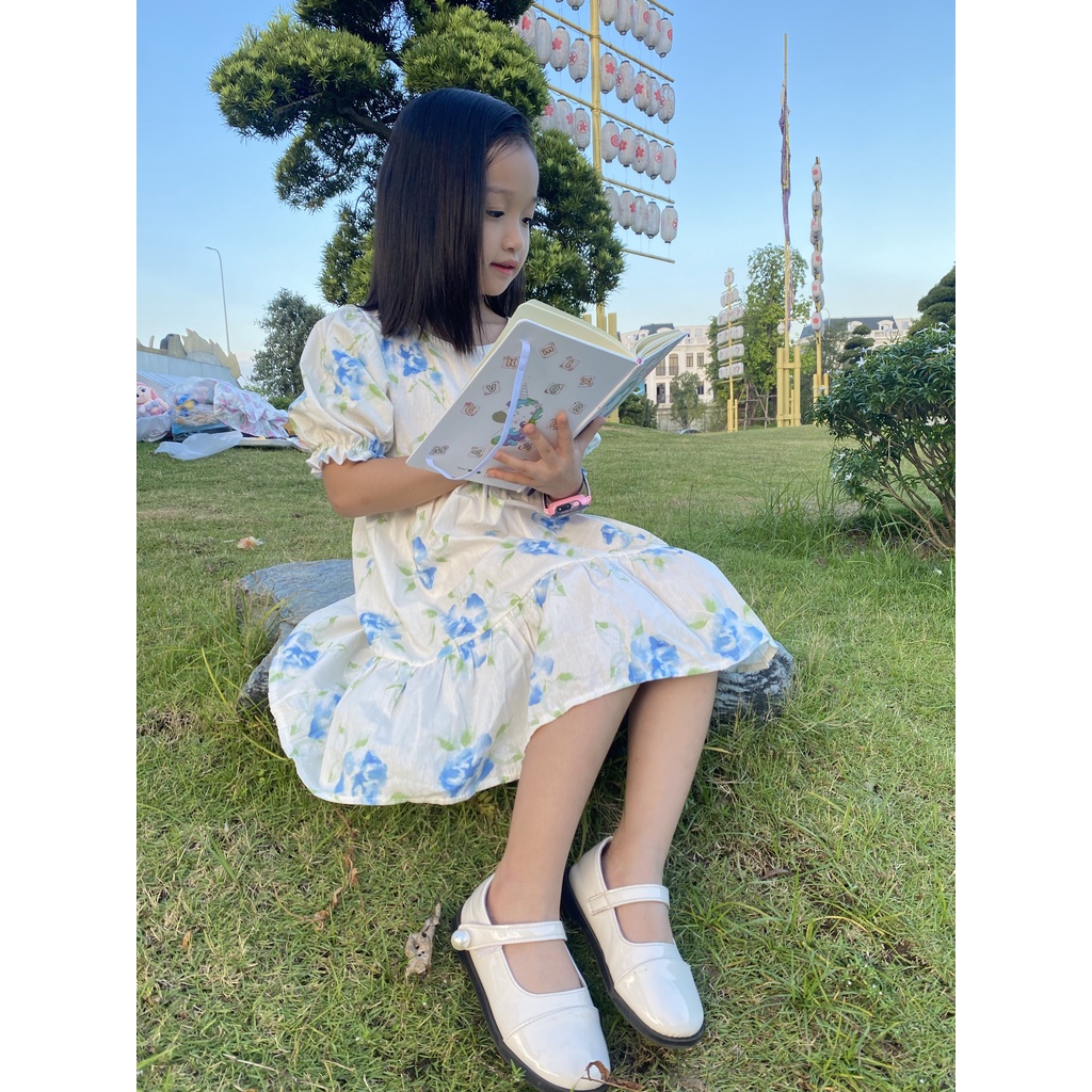 Đầm Cho Bé Gái Hml (10-40KG) Hoa Nhí Hoa Hồng Nhạt , Váy Cho Bé Gái 1,2,3,4,5,6,7,8,9,10 Tuổi  Mã A35