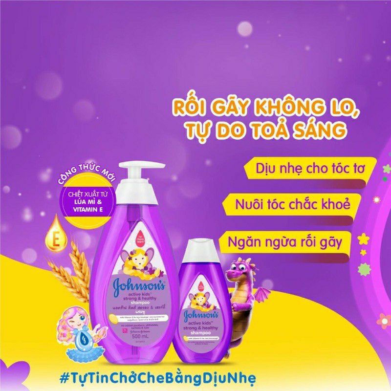 Dầu gội Johnson ‘s Baby óng mượt bé gái /bé trai và thơm mát năng động 500ml