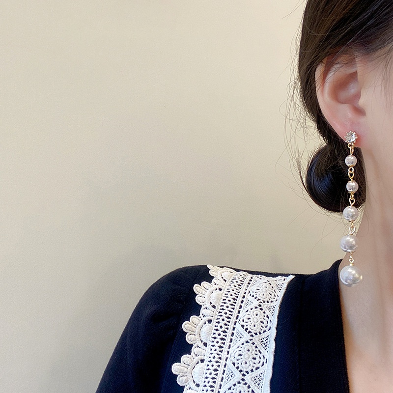 Pearl tassel earrings long earrings personalized earrings 2021 new temperament fashion earrings