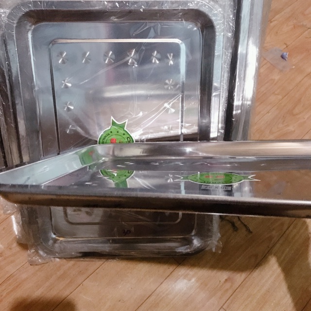 Mâm chữ nhật inox size lớn( size nhỏ khách ib shop)