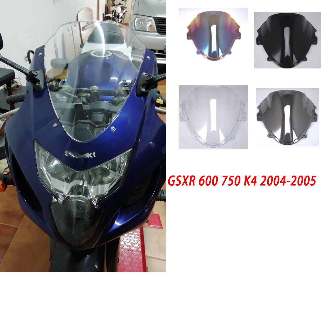 REALZION K4 GSXR600 GSXR750 Motorcycle Double Bubble Windshield Windscreen Fairing Wind Deflector For Suzuki GSXR GSX-R 600 750 K4 2004 2005