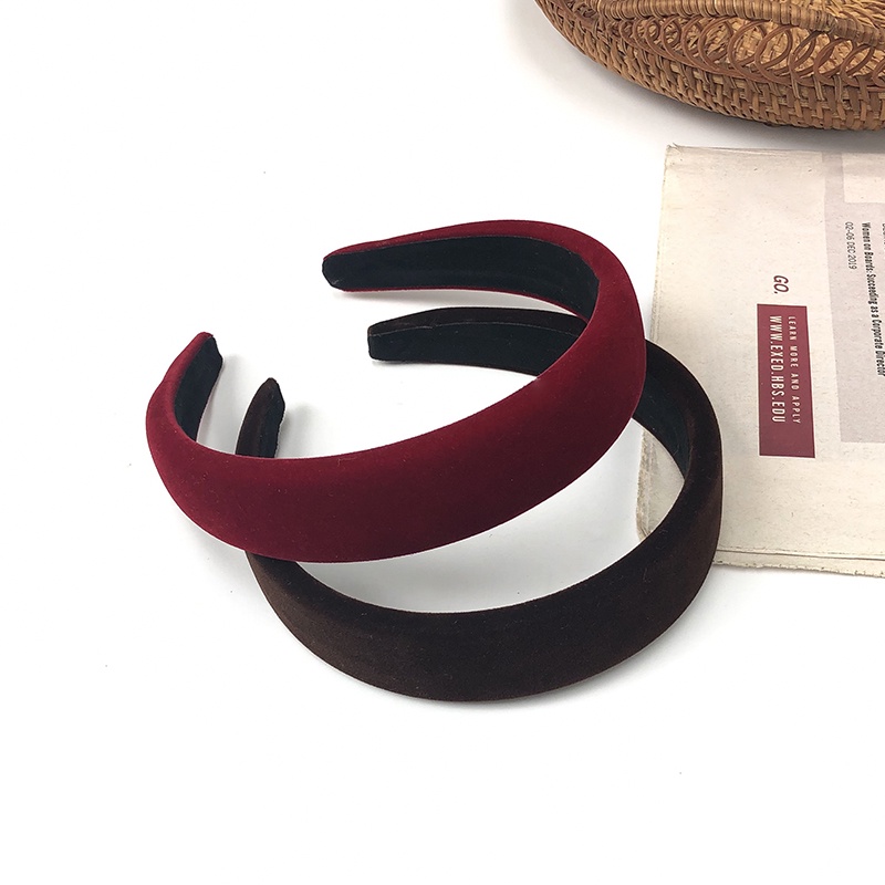 Băng đô vải nhung màu đen/ đỏ phong cách retro Pháp