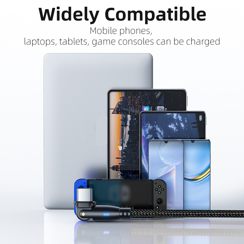 Dây Cáp Sạc Bện Nylon 60W 3A 180 Type C Chất Lượng Cao° Dây Cáp Sạc Nhanh Cho Điện Thoại Samsung Android