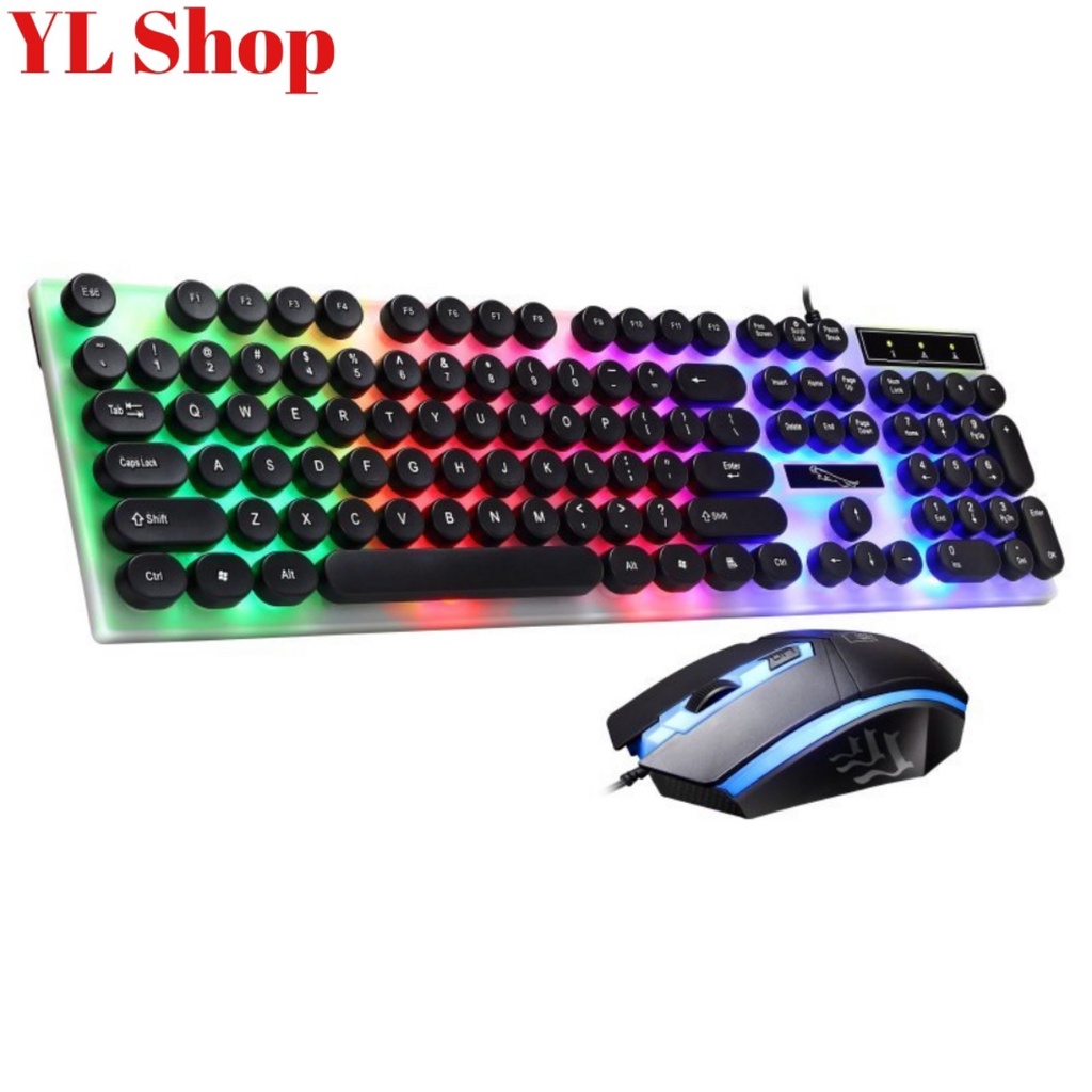COMBO PHÍM CHUỘT GAME THỦ G21 TRÒN GIẢ CƠ LED 7 MÀU CỰC NHẠY CHUỘT DI CỰC CHUẨN XÁC