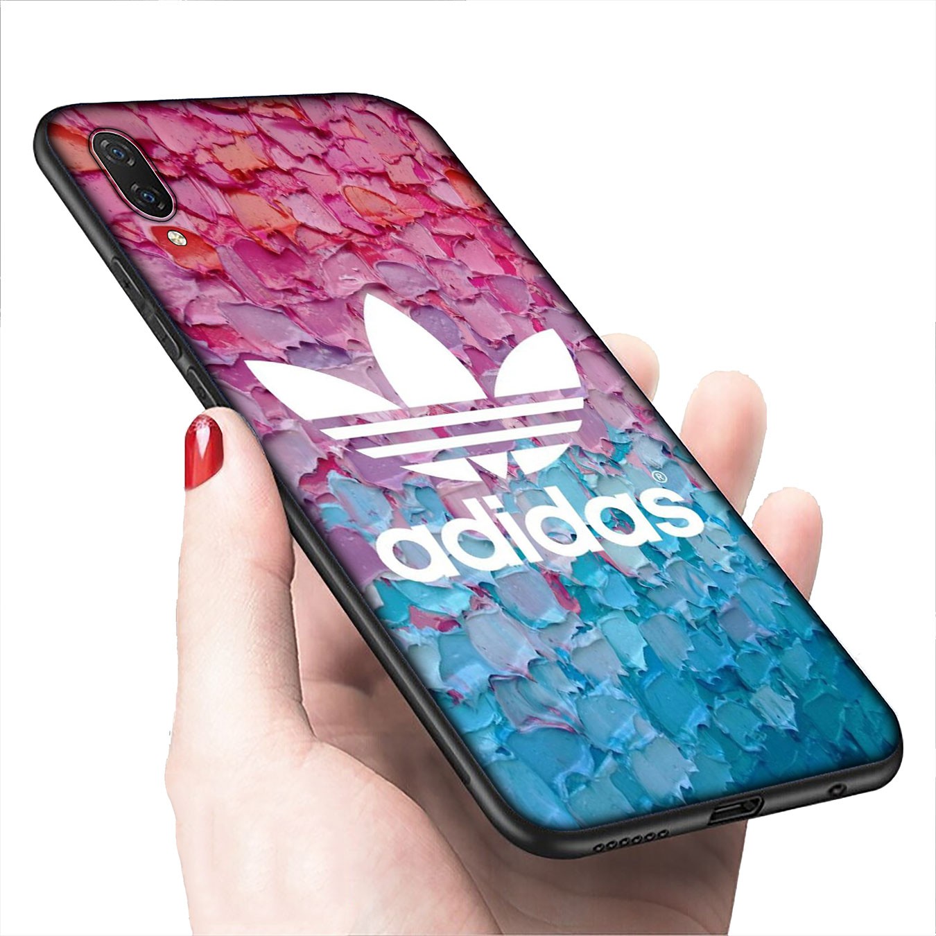 Soft Silicone iPhone 11 Pro XR X XS Max 7 8 6 6s Plus + Cover Logo flower Adidas Phone Case