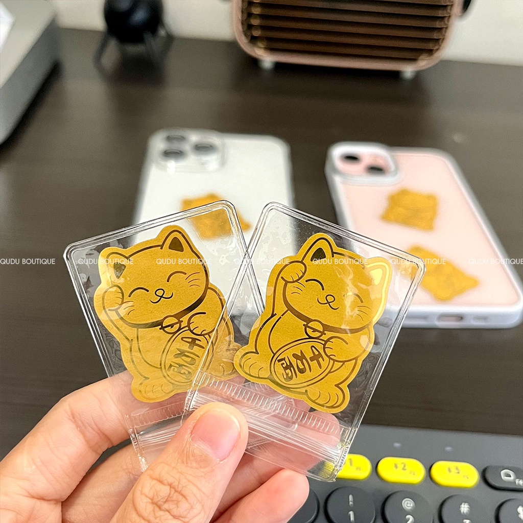 Mèo Thần Tài Vẫy Tay Phát Tài Phát Lộc May Mắn Sticker Dán Qudu