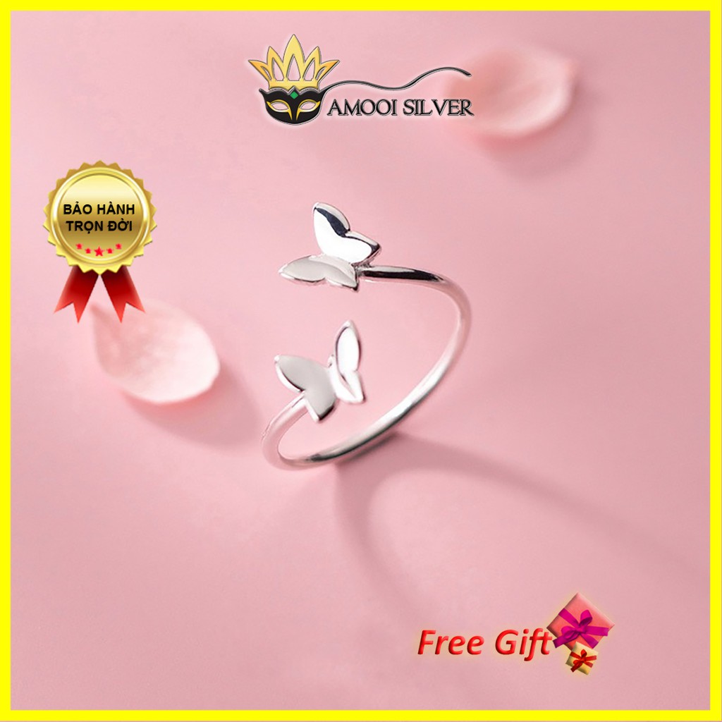 Nhẫn bạc S925 freesize đôi bướm - Amooi Silver AN45