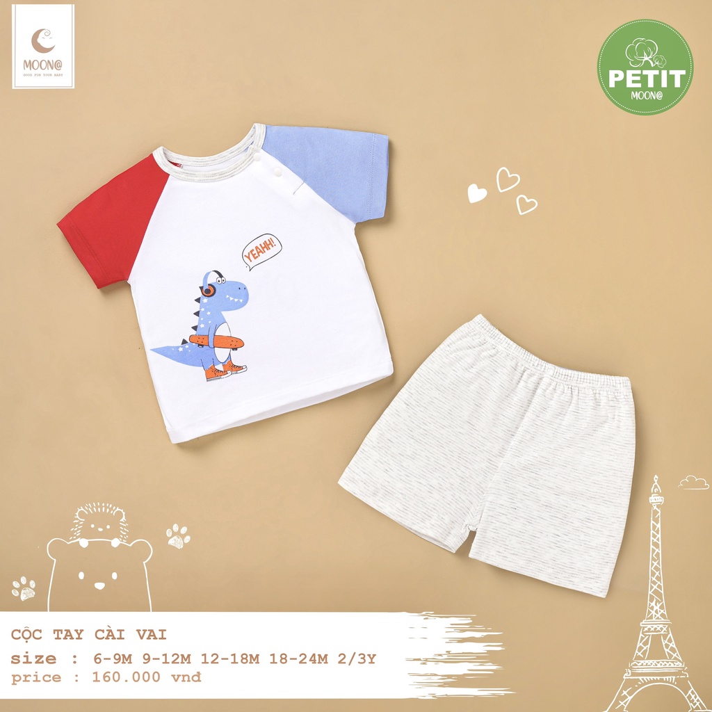 M2004 Bộ cộc tay cài vai petit Moon phối màu (9-36M)