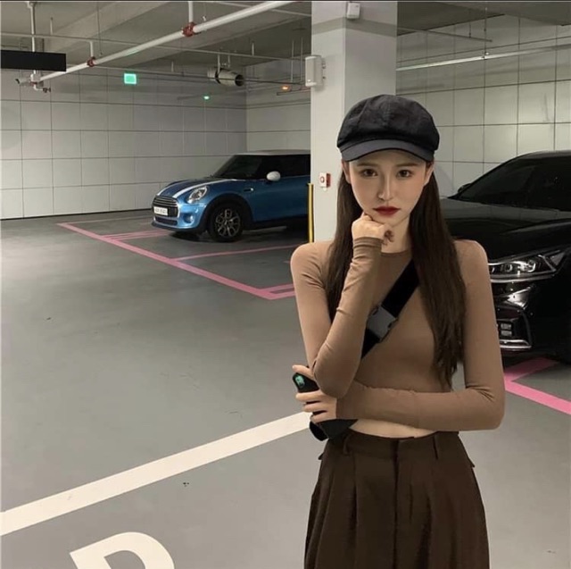 Áo Tay Dài Thun Ulzzang Nâu, [ADORABLE], Quần Kaki Dài Nâu Hot Trend 2021 Ảnh Thật