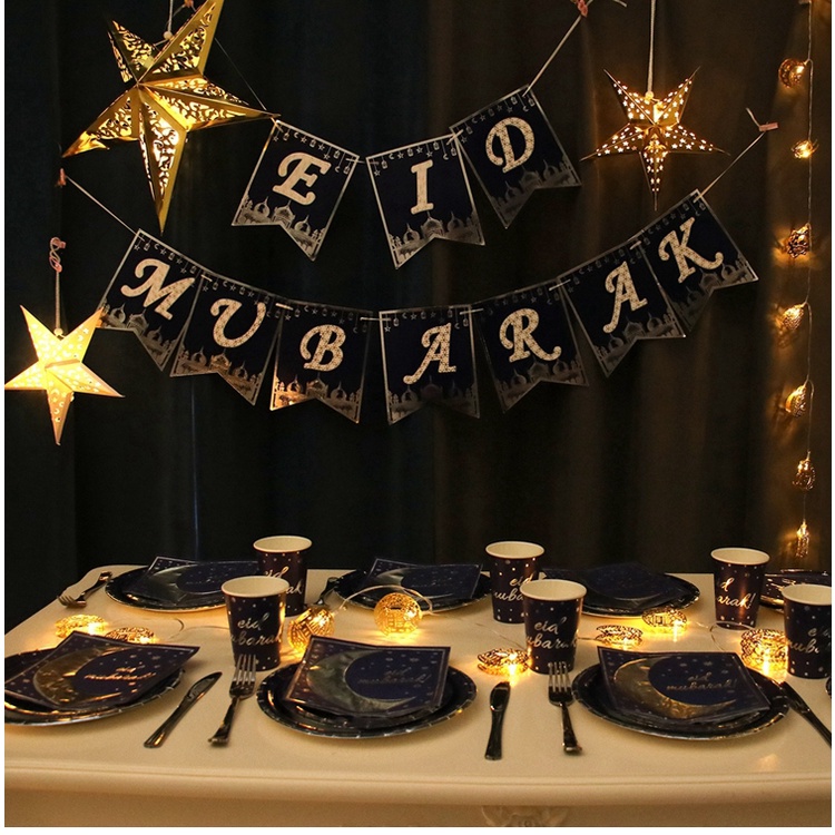 Ngôi sao trang trí mặt dây chuyền ngôi sao năm cánh trang trí nhà eid trang trí tiệc trang trí